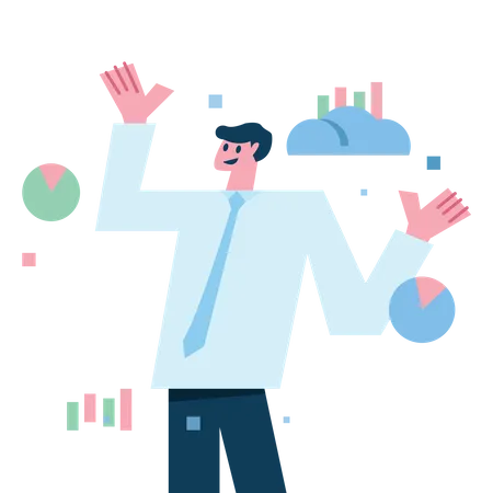 Geschäftsmann Analytics Diagramm Diagramm  Illustration