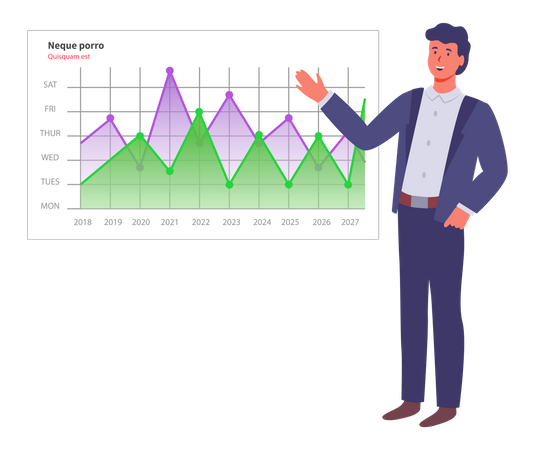 Digitaler Bericht zur Geschäftsmannanalyse mit Daten  Illustration