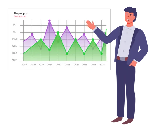 Digitaler Bericht zur Geschäftsmannanalyse mit Daten  Illustration