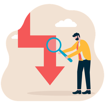 Geschäftsmann analysiert Niedergangsdiagramm  Illustration