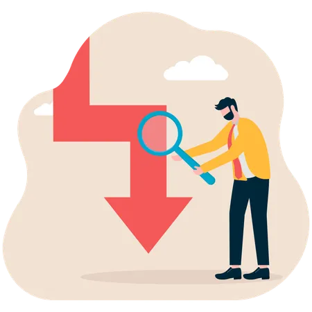 Geschäftsmann analysiert Niedergangsdiagramm  Illustration