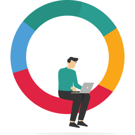 Geschäftsmann analysiert Graphen und Diagramme  Illustration