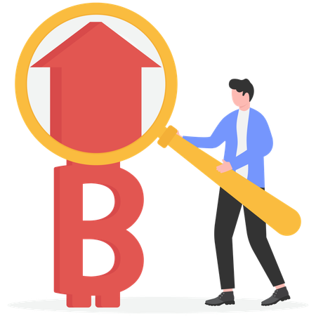 Geschäftsmann analysiert Bitcoin-Diagramm  Illustration