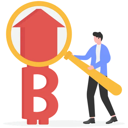 Geschäftsmann analysiert Bitcoin-Diagramm  Illustration