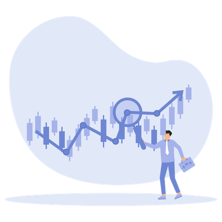 Geschäftsmann analysiert Börsendaten  Illustration