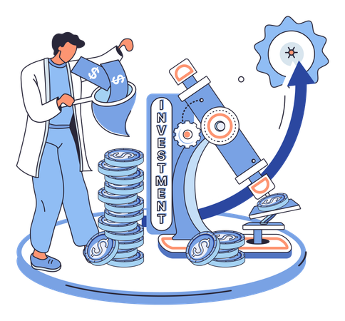 Geschäftsmann analysiert Börsenhandel  Illustration