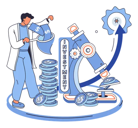 Geschäftsmann analysiert Börsenhandel  Illustration