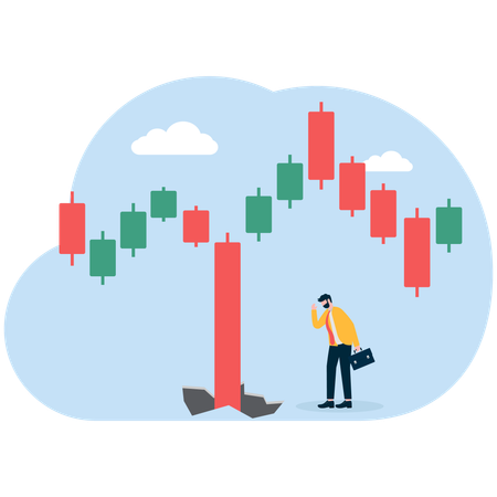 Geschäftsmann analysiert Candlestick-Diagramm  Illustration