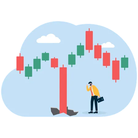 Geschäftsmann analysiert Candlestick-Diagramm  Illustration