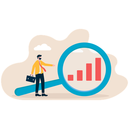 Geschäftsmann analysiert Datenforschung  Illustration