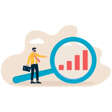 Geschäftsmann analysiert Datenforschung  Illustration