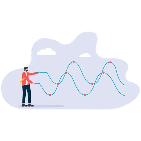 Geschäftsmann analysiert Datendiagramme  Illustration