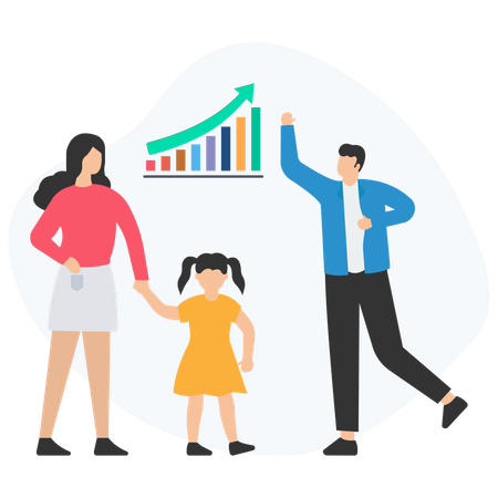 Geschäftsmann analysiert Familiendiagramm  Illustration