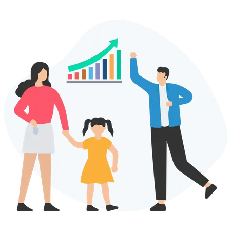 Geschäftsmann analysiert Familiendiagramm  Illustration