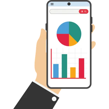 Geschäftsmann analysiert Finanzbericht  Illustration