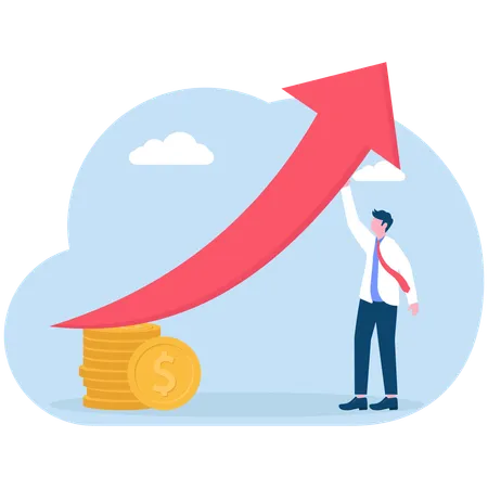 Geschäftsmann analysiert den Erfolg des Finanzwachstums  Illustration