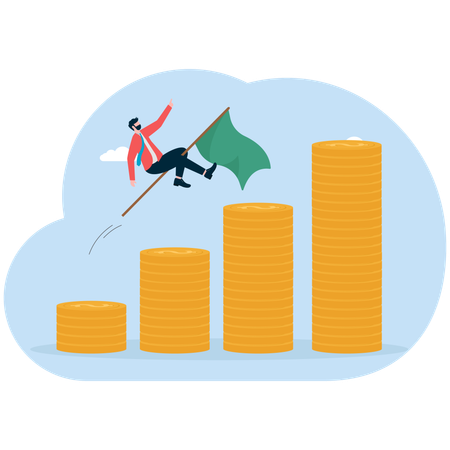 Geschäftsmann analysiert finanzielles Wachstum  Illustration