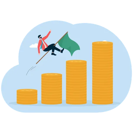 Geschäftsmann analysiert finanzielles Wachstum  Illustration