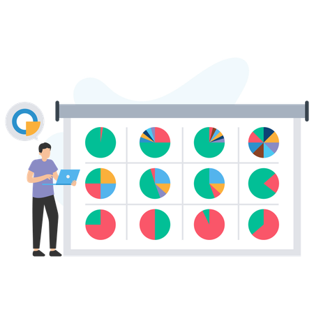 Geschäftsmann analysiert Finanzmarkt  Illustration