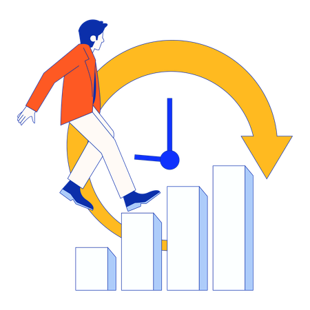 Geschäftsmann analysiert Fortschrittsdiagramm  Illustration