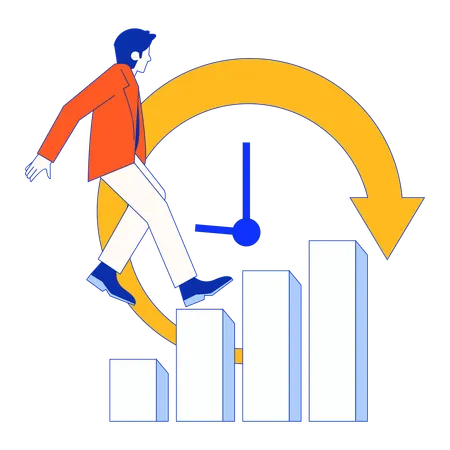 Geschäftsmann analysiert Fortschrittsdiagramm  Illustration