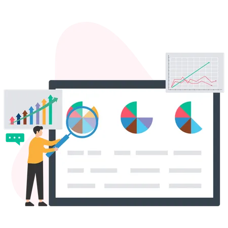 Geschäftsmann analysiert Geschäftsbericht  Illustration