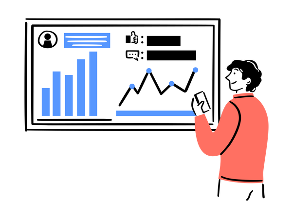 Geschäftsmann der geschäftsdaten analysiert  Illustration