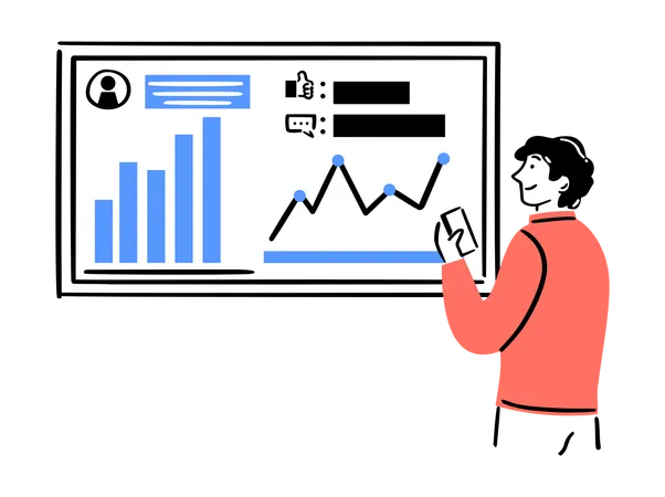 Geschäftsmann der geschäftsdaten analysiert  Illustration