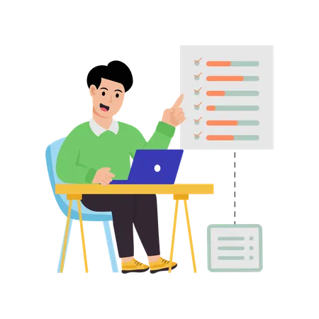 Geschäftsmann der geschäftsdaten analysiert  Illustration