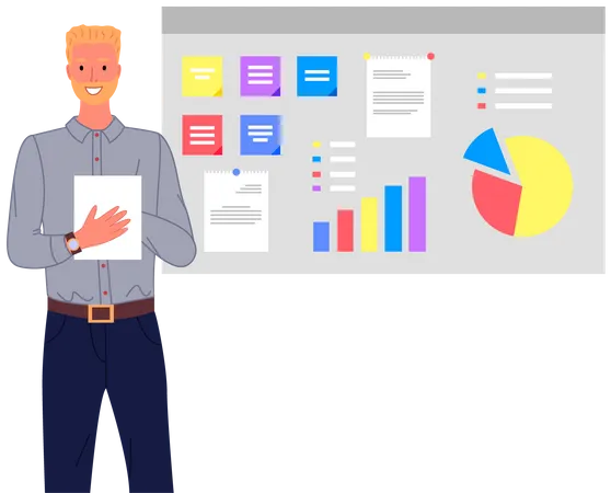 Geschäftsmann analysiert Geschäftsdaten  Illustration