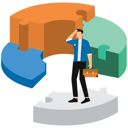 Geschäftsmann analysiert Geschäftsdiagramm  Illustration