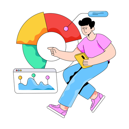 Geschäftsmann analysiert Geschäftsdiagramm  Illustration