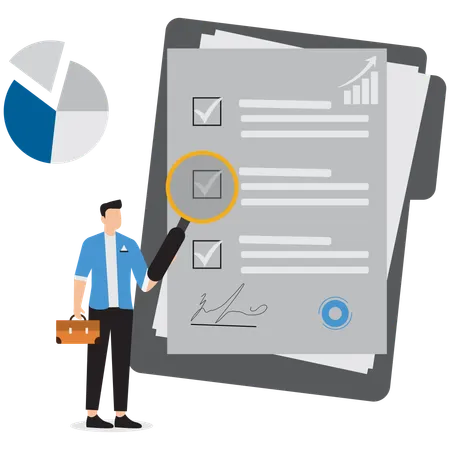 Geschäftsmann analysiert Geschäftsdokument  Illustration