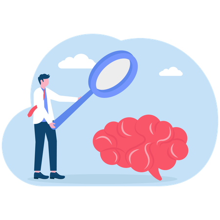 Geschäftsmann analysiert Geschäftsgehirn  Illustration