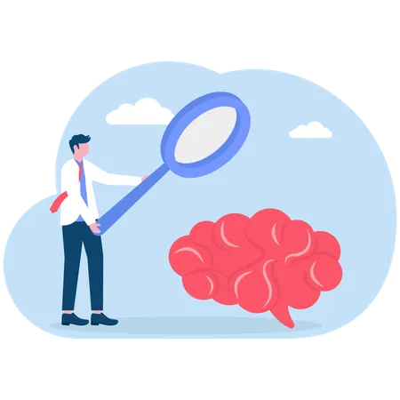 Geschäftsmann analysiert Geschäftsgehirn  Illustration