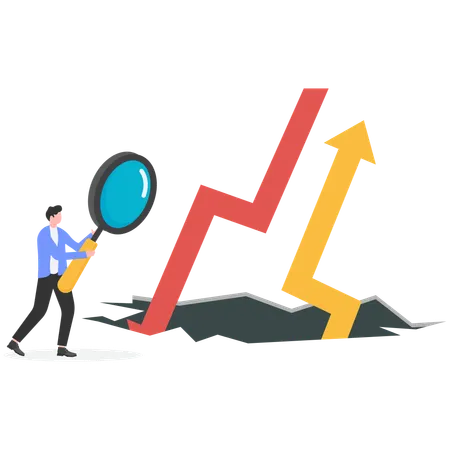 Geschäftsmann analysiert Geschäftsentwicklung  Illustration