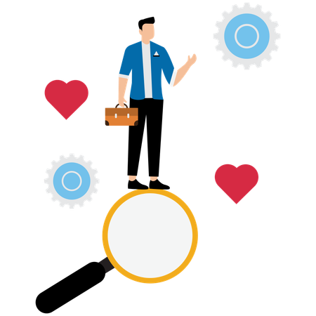 Geschäftsmann analysiert Geschäftsumfeld  Illustration