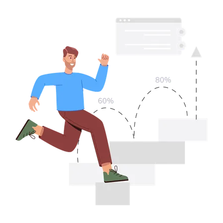 Geschäftsmann analysiert Geschäftsverlaufsdiagramm  Illustration