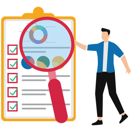 Geschäftsmann analysiert Marktanalyse  Illustration