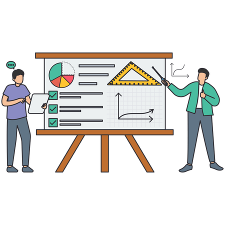 Geschäftsmann analysiert Marktdiagramm  Illustration