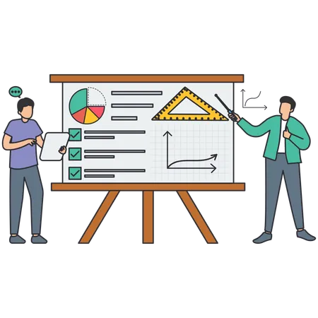 Geschäftsmann analysiert Marktdiagramm  Illustration