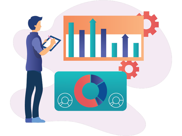 Geschäftsmann analysiert Markttrends  Illustration