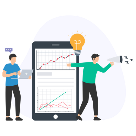 Geschäftsmann analysiert Markttrends  Illustration