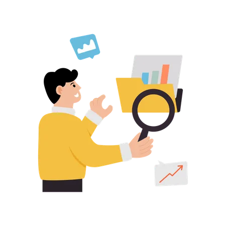 Geschäftsmann analysiert Ordner  Illustration