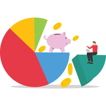 Geschäftsmann analysiert persönliche Ersparnisse  Illustration