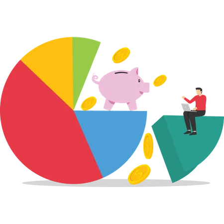 Geschäftsmann analysiert persönliche Ersparnisse  Illustration