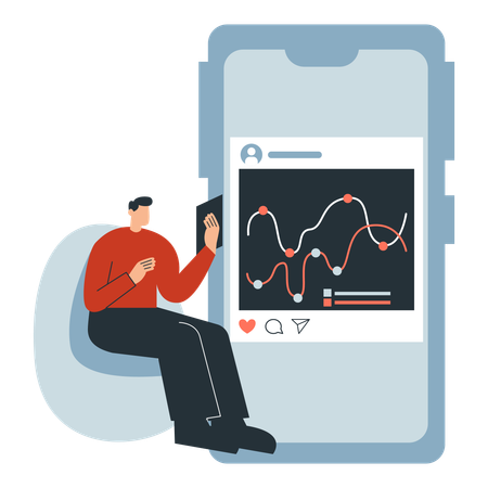 Geschäftsmann analysiert Social-Media-Performance  Illustration