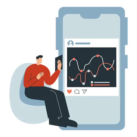 Geschäftsmann analysiert Social-Media-Performance  Illustration