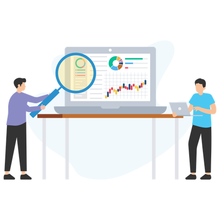 Geschäftsmann analysiert Verkaufstrends  Illustration