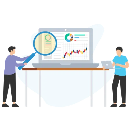 Geschäftsmann analysiert Verkaufstrends  Illustration